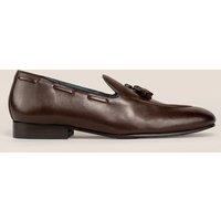Oswin Hyde Men's Alvin Leather Tassel Loafer in Dark Brown | Size: 7