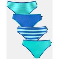 British Boxers Women's Pack of Four "Seagreen" Bamboo High Leg Knickers in Bright Blue | Size: Large