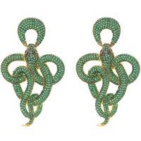 Latelita Women's Viper Snake Drop Earrings Gold Emerald in Green