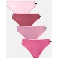 British Boxers Women's Pack of Four "Bunch of Roses" Bamboo High Leg Knickers in Dusty Pink | Size: XL