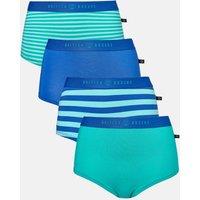 British Boxers Women's Pack of Four "Seagreen" Bamboo Hipster Boxer Briefs in Bright Blue | Size: Small