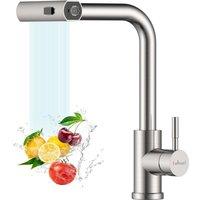 Appaso Waterfall Kitchen Mixer Tap with Pull Out Spray 360 Degrees Swivel in Silver
