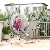 OUTSUNNY Hanging Egg Chair with Stand, Cushions for Garden in Light Grey