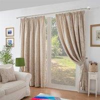 Luxury Living Chenille Jacquard Lined Pencil Pleat Curtains in Cream | Size: 168 cm width x 229 cm drop