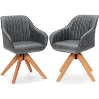 Costway Set of 2 Swivel Accent Chair Ergonomic Armchairs Writing Desk Chairs in Grey