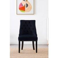 Life Interiors Single 'Windsor' Knocker Back Velvet Dining Chair Solid Wood Legs in Black