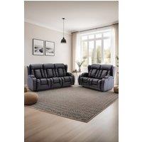 More4Homes Caesar Manual Recliner Bonded Leather 2+3 Seater Sofa Set in Black