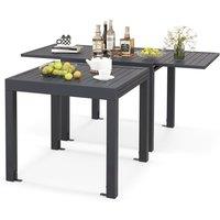 Costway 80 160cm Expandable Patio Dining Table Outdoor Rectangular Aluminum Table for 4 6 Person in Grey