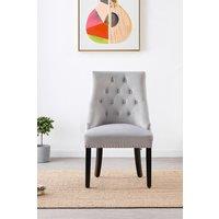 Life Interiors Single 'Windsor' Knocker Back Velvet Dining Chair Solid Wood Legs in Light Grey