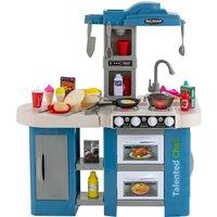 Costway Kids Kitchen Playset Pretend Kitchen Toy Set with Accessories-Blue in Blue