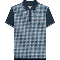 Lambretta Men's SS25 Houndstooth Big & Tall Polo Shirt in Navy | Size: 3XL