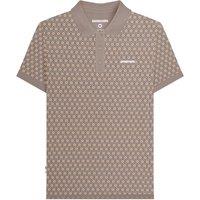 Lambretta Men's AW24 Geometric Polo Shirt in Light Brown | Size: Large