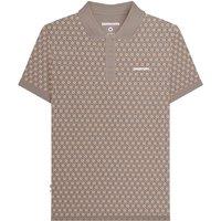 Lambretta Men's AW24 Geometric Polo Shirt in Light Brown | Size: 4XL