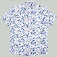 Double TWO Men's Blue Beach Print Short Sleeve Shirt | Size: 3XL
