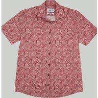 Double TWO Men's Brick Red Aztec Print Short Sleeve Shirt in Dark Green | Size: 3XL