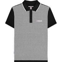 Lambretta Men's Gingham All-Over Print Big & Tall Polo Shirt in Black | Size: 4XL