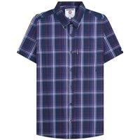 Lambretta Men's SS25 Checked Shirt in Navy | Size: Large