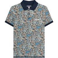 Lambretta Men's SS25 Paisley Branded Big & Tall Polo Shirt in Navy | Size: 3XL