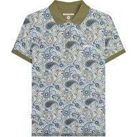 Lambretta Men's SS25 Paisley Branded Big & Tall Polo Shirt in Khaki | Size: 3XL