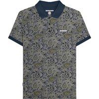 Lambretta Men's SS25 Paisley Branded Polo Shirt in Navy | Size: Large