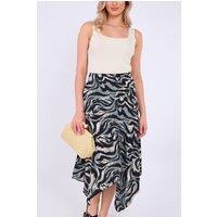 Love Sunshine Women's Grey Zebra Print Asymmetric Hem Skirt | Size: XL