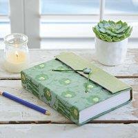Paper High Large Sari Fabric Journal in Green