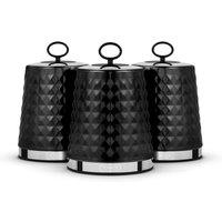 Tower Solitaire Storage Canisters, Set of 3, Tea/Coffee/Sugar, Black T826207BLK