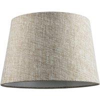 Happy Homewares Traditional Natural Textured Linen Drum Lamp Shade in Taupe Brown | Size: 12 inches