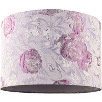 Happy Homewares Modern Lilac Floral Textured Jacquard Drum Lamp Shade with Pink Roses | Size: 12 inches