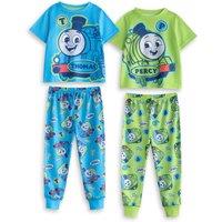 Thomas & Friends Boy's Multi-Pack of 2 Short Sleeve Long Leg Pyjama Set | Multicoloured | Size: 2-3 Years