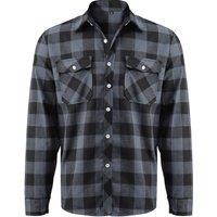 MODISHION Men's Flannel Plaid Shirt with Turn-Down Collar in Grey | Size: 2XL