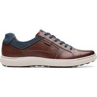 Clarks Men's Mapstone Lace Mahogany Leather Trainers, Lace Up in Brown | Size: 6.5-Standard Fit