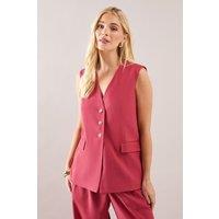 Wallis Women's Petite Three Button Pocket Detail Waistcoat in Coral | Size: 18
