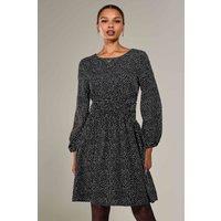 Jolie Moi Women's Long Sleeve Ruched Waist Midi Dress in Black | Size: 18