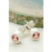 Otis Jaxon London Women's Pink Tourmaline Sterling Silver October Birthstone Stud Earrings