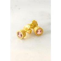 Otis Jaxon London Women's Pink Tourmaline Sterling Silver October Birthstone Stud Earrings in Gold