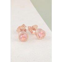 Otis Jaxon London Women's Pink Tourmaline Sterling Silver October Birthstone Stud Earrings in Rose Gold