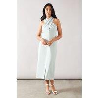 Wallis Women's Petite Crepe Halter Neck Pencil Dress in Mint | Size: 12