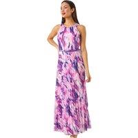 Blurred Print Pleated Maxi Dress