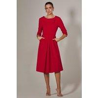 Roll Collar Long Sleeve Midi Dress