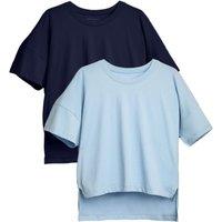 French Connection Women's 2 Pack Cotton Crew Neck Boxy Fit Short Sleeve T-Shirts in Blue | Size: XS