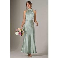 Jolie Moi Women's Halter Neck Maxi Dress in Green | Size: 12