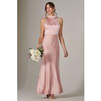 Jolie Moi Women's Halter Neck Maxi Dress in Pink | Size: 18