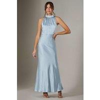 Jolie Moi Women's Halter Neck Maxi Dress in Blue | Size: 14
