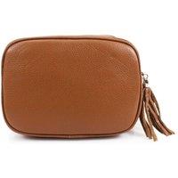Kitise Women's Tassel Charm Genuine Italian Leather Small Camera Crossbody Bag in Brown