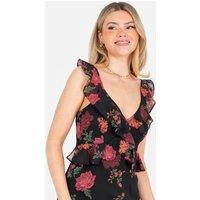 Anaya with Love Women's Floral Strappy Maxi Dress in Black | Size: 16