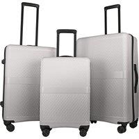 JLY 3-Piece Luggage Set, Lightweight ABS PC Shell, TSA Lock, 4 Wheels in White | Size: 3 Pack