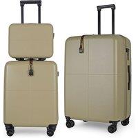 JLY 3 Piece Suitcase Set | Vanity Case + Cabin + Expandable Large Luggage in Olive | Size: 3 Pack