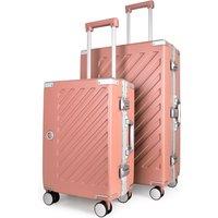 JLY Zipperless Suitcase Set, PC Hard Shell, Carry On & Check In, TSA Lock in Pink | Size: 1 Pack
