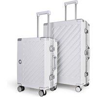 JLY Zipperless Suitcase Set, PC Hard Shell, Carry On & Check In, TSA Lock in White | Size: 1 Pack